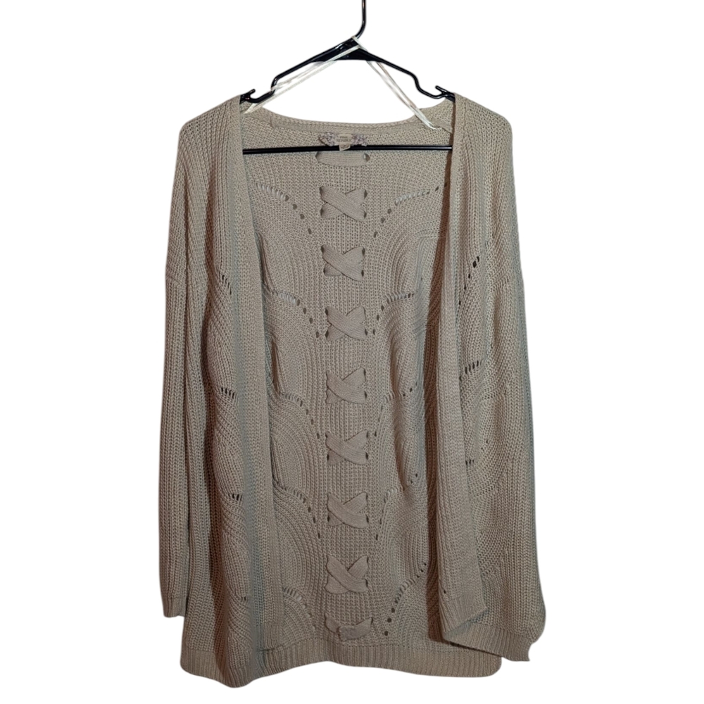 Pink Republic Sz L Women's Beige Cardigan